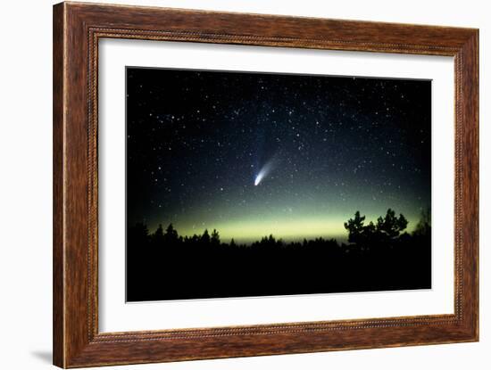 Comet Hale-Bopp And Aurora Borealis, 30 March 1997-Pekka Parviainen-Framed Photographic Print