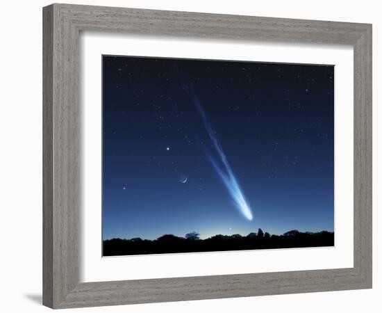 Comet In the Night Sky, Artwork-Detlev Van Ravenswaay-Framed Photographic Print