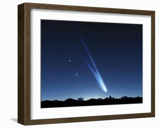 Comet In the Night Sky, Artwork-Detlev Van Ravenswaay-Framed Photographic Print