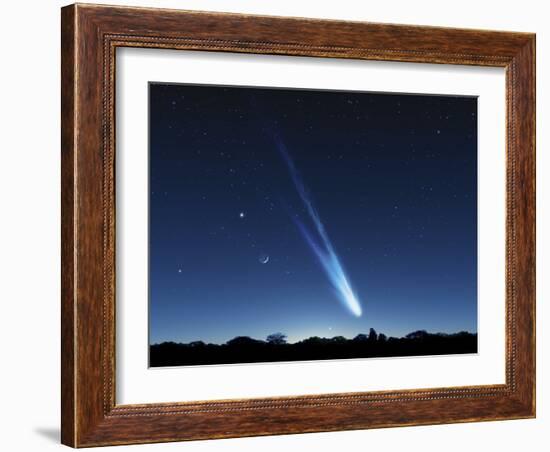 Comet In the Night Sky, Artwork-Detlev Van Ravenswaay-Framed Photographic Print