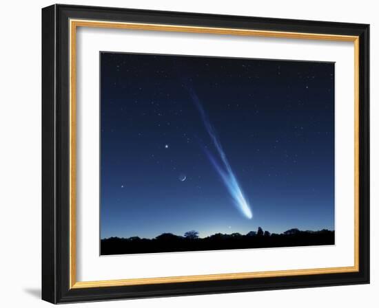 Comet In the Night Sky, Artwork-Detlev Van Ravenswaay-Framed Photographic Print