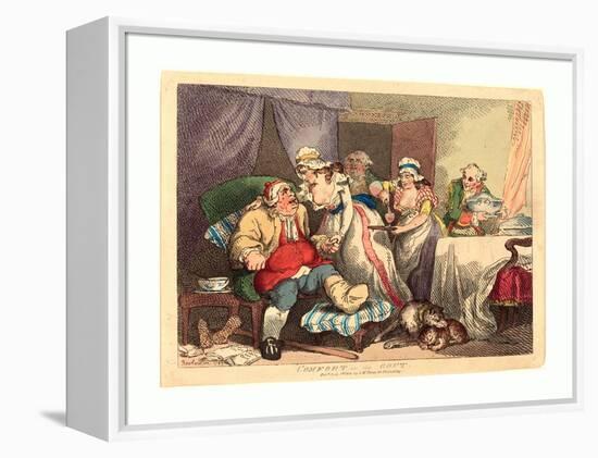 Comfort in the Gout, 1785, Hand-Colored Etching, Rosenwald Collection-Thomas Rowlandson-Framed Premier Image Canvas