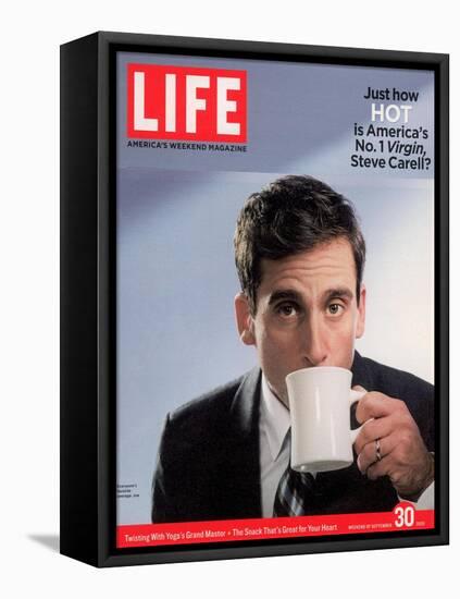 Comic Actor Steve Carell Drinking from a Cup, September 30, 2005-Chris Buck-Framed Premier Image Canvas