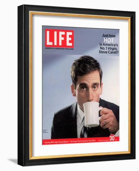 Comic Actor Steve Carell Drinking from a Cup, September 30, 2005-Chris Buck-Framed Photographic Print