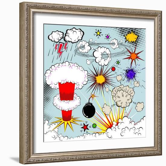 Comic Book Explosion Elements-Designer_things-Framed Art Print