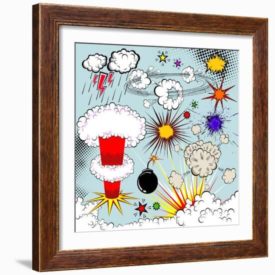 Comic Book Explosion Elements-Designer_things-Framed Art Print