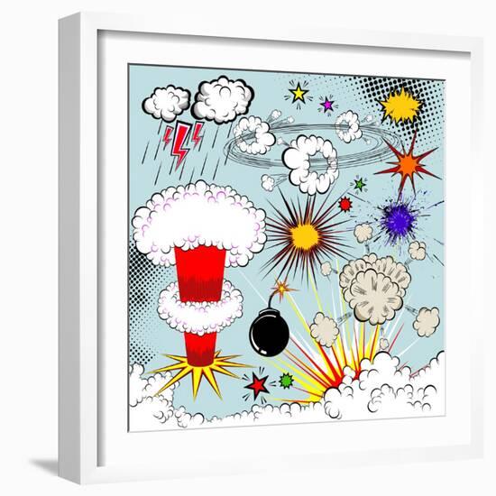 Comic Book Explosion Elements-Designer_things-Framed Art Print