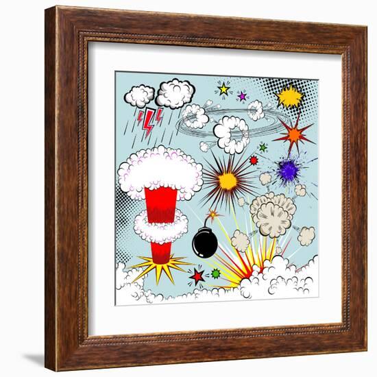 Comic Book Explosion Elements-Designer_things-Framed Art Print