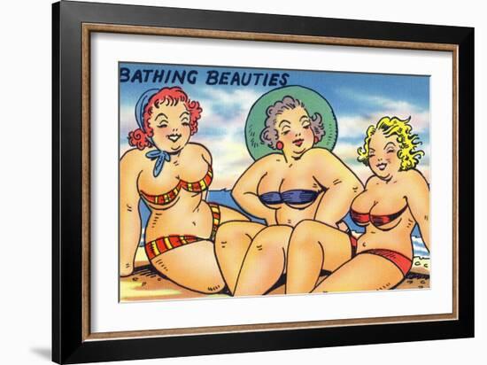 Comic Cartoon - Busty Bathing Beauties-Lantern Press-Framed Art Print