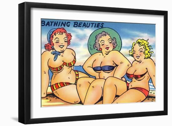 Comic Cartoon - Busty Bathing Beauties-Lantern Press-Framed Art Print