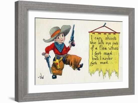 Comic Cartoon - Cowboy Never Gets Mad-Lantern Press-Framed Art Print