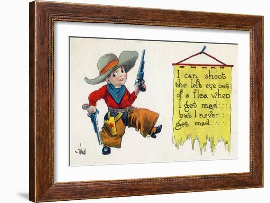 Comic Cartoon - Cowboy Never Gets Mad-Lantern Press-Framed Art Print