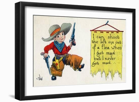 Comic Cartoon - Cowboy Never Gets Mad-Lantern Press-Framed Art Print