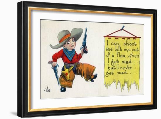 Comic Cartoon - Cowboy Never Gets Mad-Lantern Press-Framed Art Print