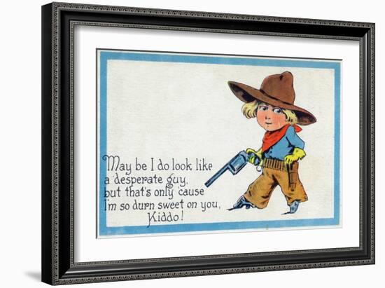 Comic Cartoon - Desperate Cowboy Sweet on You-Lantern Press-Framed Art Print