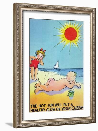 Comic Cartoon - Hot Sun Putting Healthy Glow on Cheeks-Lantern Press-Framed Art Print