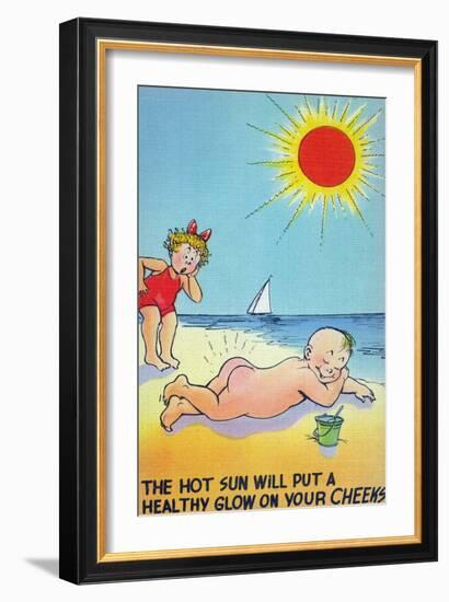 Comic Cartoon - Hot Sun Putting Healthy Glow on Cheeks-Lantern Press-Framed Art Print