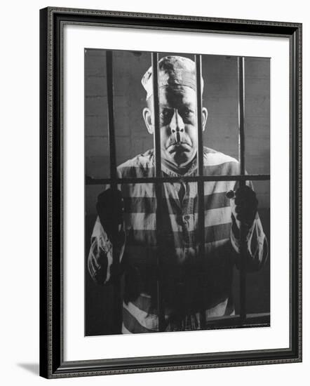 Comic Fred Allen Trying to Live His Part as a Prisoner in Jail-Peter Stackpole-Framed Premium Photographic Print