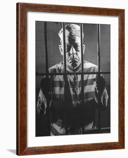 Comic Fred Allen Trying to Live His Part as a Prisoner in Jail-Peter Stackpole-Framed Premium Photographic Print