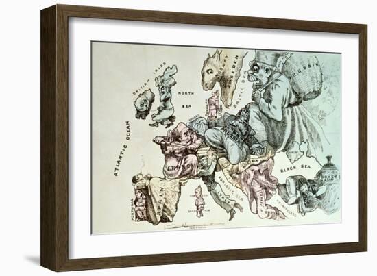 Comic Map of Europe by Frederick Rose, c.1870-null-Framed Giclee Print