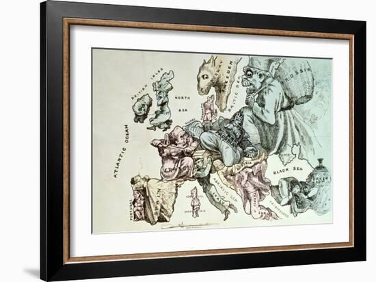 Comic Map of Europe by Frederick Rose, c.1870-null-Framed Giclee Print