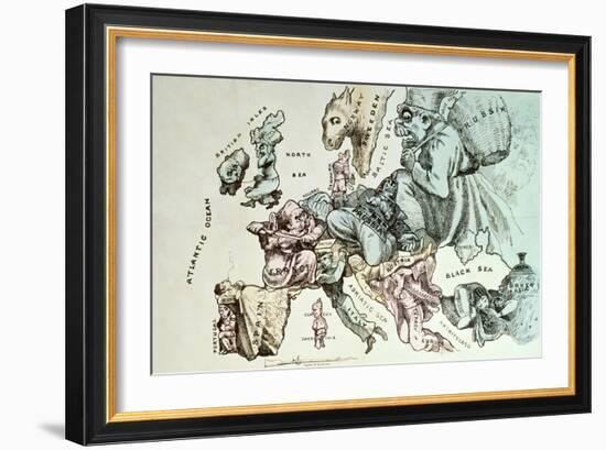 Comic Map of Europe by Frederick Rose, c.1870-null-Framed Giclee Print