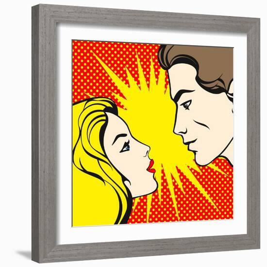 Comics Style Couple-Alena Kozlova-Framed Art Print