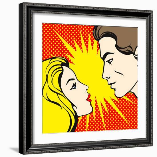 Comics Style Couple-Alena Kozlova-Framed Art Print