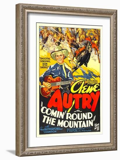 Comin' Round the Mountain, Gene Autry, Smiley Burnette, 1936-null-Framed Art Print