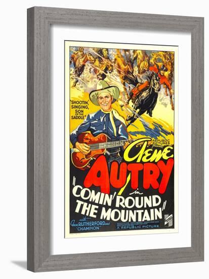 Comin' Round the Mountain, Gene Autry, Smiley Burnette, 1936-null-Framed Art Print