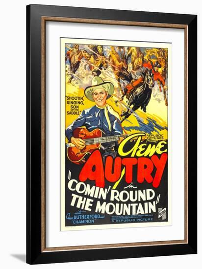 Comin' Round the Mountain, Gene Autry, Smiley Burnette, 1936-null-Framed Art Print