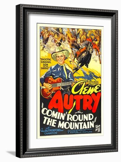 Comin' Round the Mountain, Gene Autry, Smiley Burnette, 1936-null-Framed Art Print