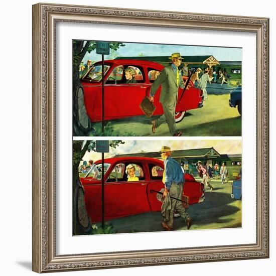 "Coming and Going to Work", June 28, 1952-Thornton Utz-Framed Giclee Print