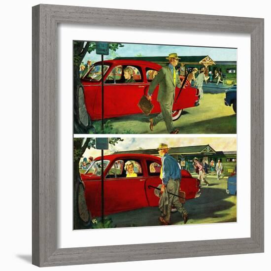 "Coming and Going to Work", June 28, 1952-Thornton Utz-Framed Giclee Print