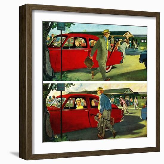 "Coming and Going to Work", June 28, 1952-Thornton Utz-Framed Giclee Print