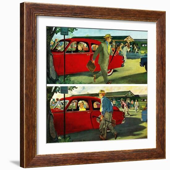 "Coming and Going to Work", June 28, 1952-Thornton Utz-Framed Giclee Print