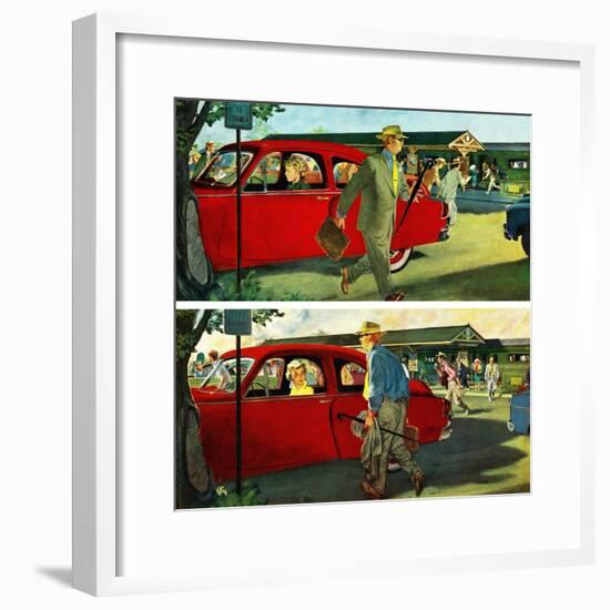 "Coming and Going to Work", June 28, 1952-Thornton Utz-Framed Giclee Print