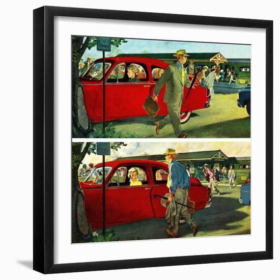 "Coming and Going to Work", June 28, 1952-Thornton Utz-Framed Giclee Print