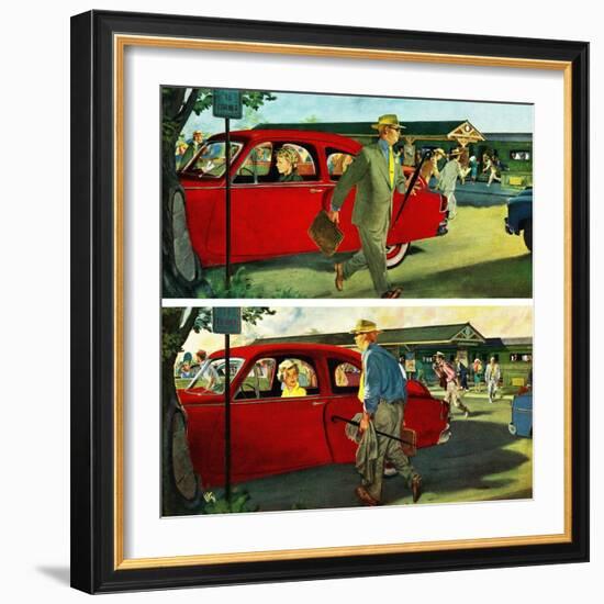 "Coming and Going to Work", June 28, 1952-Thornton Utz-Framed Giclee Print