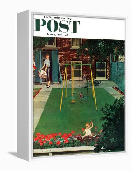 "Coming Up Roses" Saturday Evening Post Cover, June 8, 1957-George Hughes-Framed Premier Image Canvas
