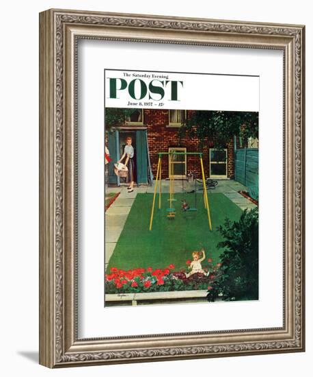 "Coming Up Roses" Saturday Evening Post Cover, June 8, 1957-George Hughes-Framed Giclee Print