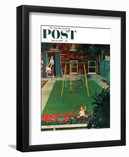 "Coming Up Roses" Saturday Evening Post Cover, June 8, 1957-George Hughes-Framed Giclee Print