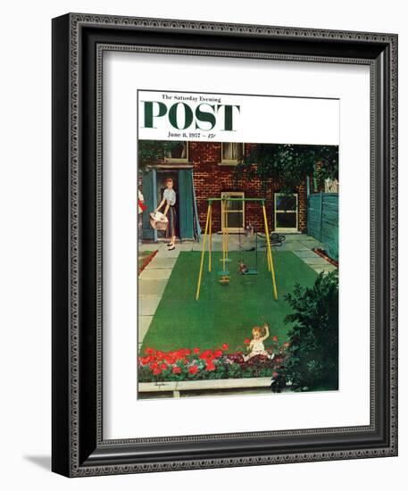 "Coming Up Roses" Saturday Evening Post Cover, June 8, 1957-George Hughes-Framed Giclee Print