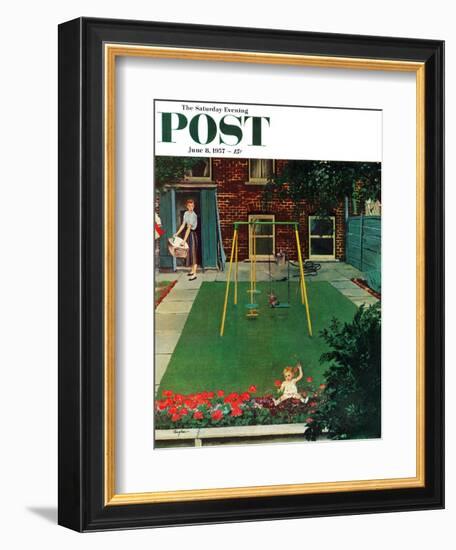 "Coming Up Roses" Saturday Evening Post Cover, June 8, 1957-George Hughes-Framed Giclee Print