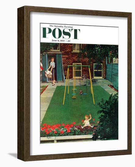 "Coming Up Roses" Saturday Evening Post Cover, June 8, 1957-George Hughes-Framed Giclee Print