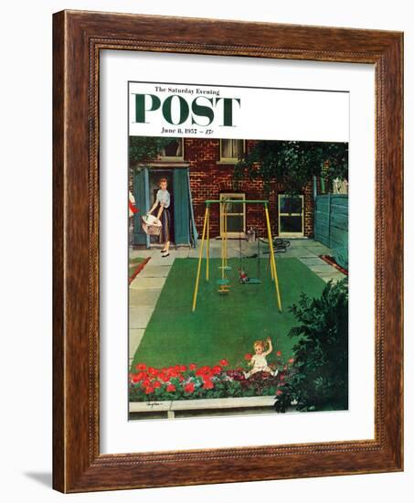 "Coming Up Roses" Saturday Evening Post Cover, June 8, 1957-George Hughes-Framed Giclee Print