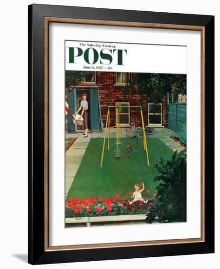 "Coming Up Roses" Saturday Evening Post Cover, June 8, 1957-George Hughes-Framed Giclee Print