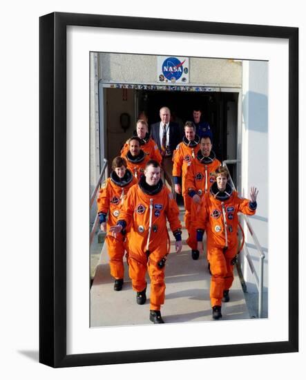 Commander Eileen Collins with Space Shuttle Mission 114 Crew En Route to the Launch Pad, Jul 2005-null-Framed Photo