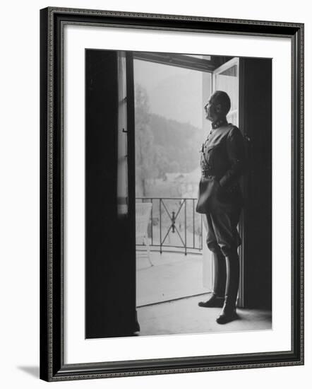 Commander-In-Chief of the Swiss Army General Henri Guisan Standing in Doorway-null-Framed Photographic Print