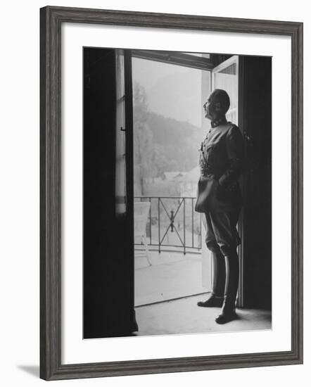 Commander-In-Chief of the Swiss Army General Henri Guisan Standing in Doorway-null-Framed Photographic Print